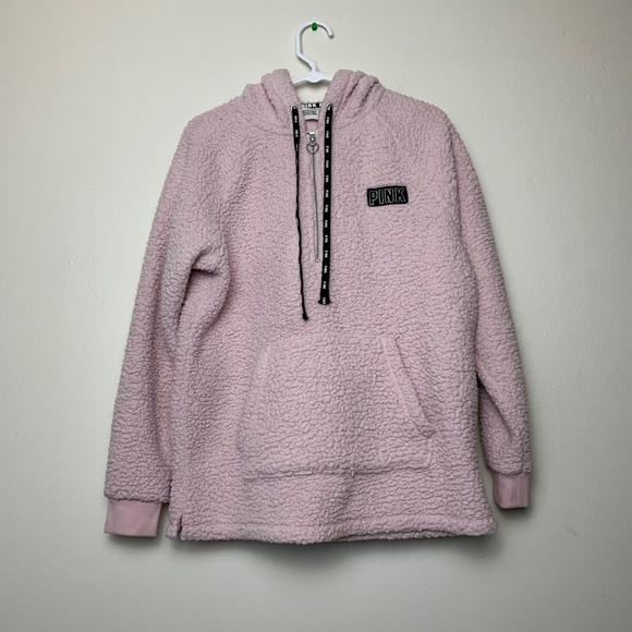 PINK VS Pink Sherpa Teddy Hooded Coat - Picture 3 of 5